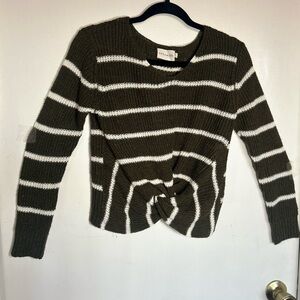Dreamers Olive and White‎ Striped Sweater